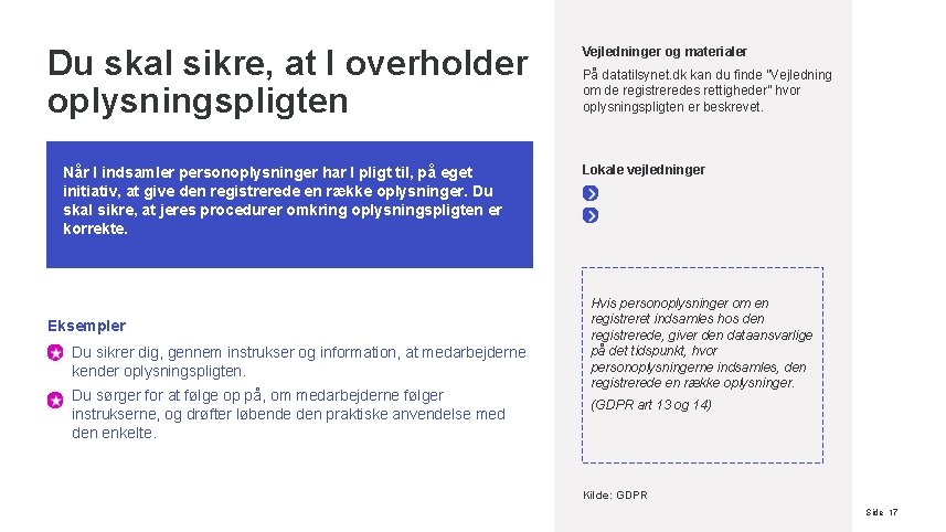 Du skal sikre, at I overholder oplysningspligten Når I indsamler personoplysninger har I pligt