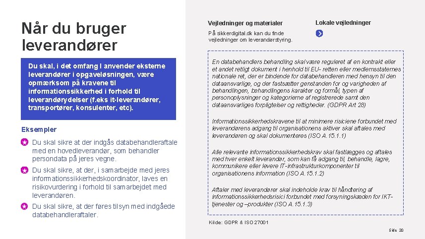 Når du bruger leverandører Du skal, i det omfang I anvender eksterne leverandører i