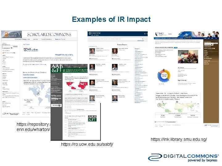 Examples of IR Impact https: //repository. up enn. edu/wharton/ https: //ink. library. smu. edu.