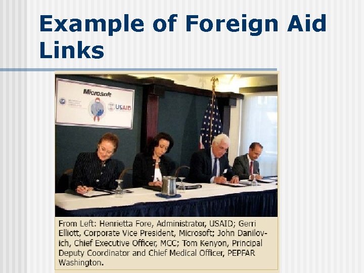 Example of Foreign Aid Links 