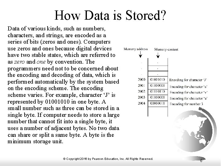 How Data is Stored? Data of various kinds, such as numbers, characters, and strings,