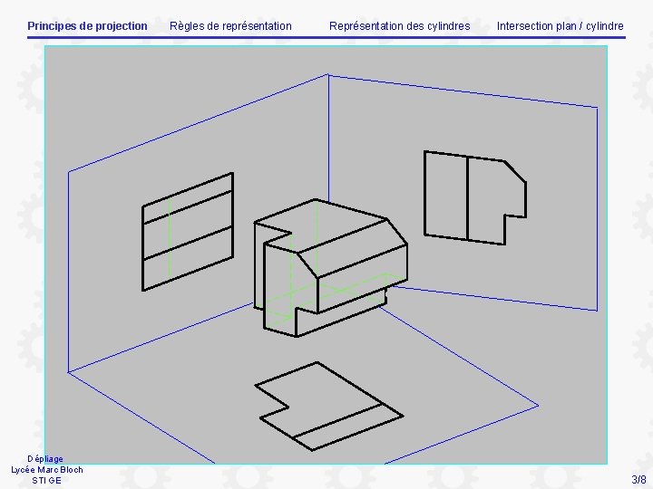 Principes de projection Dépliage Lycée Marc Bloch STI GE Règles de représentation Représentation des