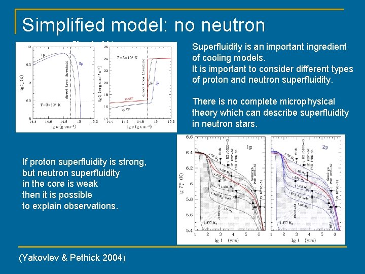 Simplified model: no neutron Superfluidity is an important ingredient superfluidity of cooling models. It