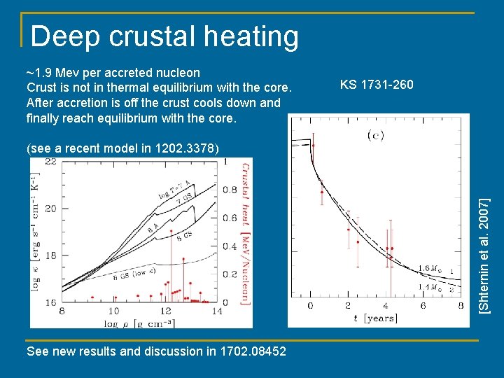 Deep crustal heating ~1. 9 Mev per accreted nucleon Crust is not in thermal