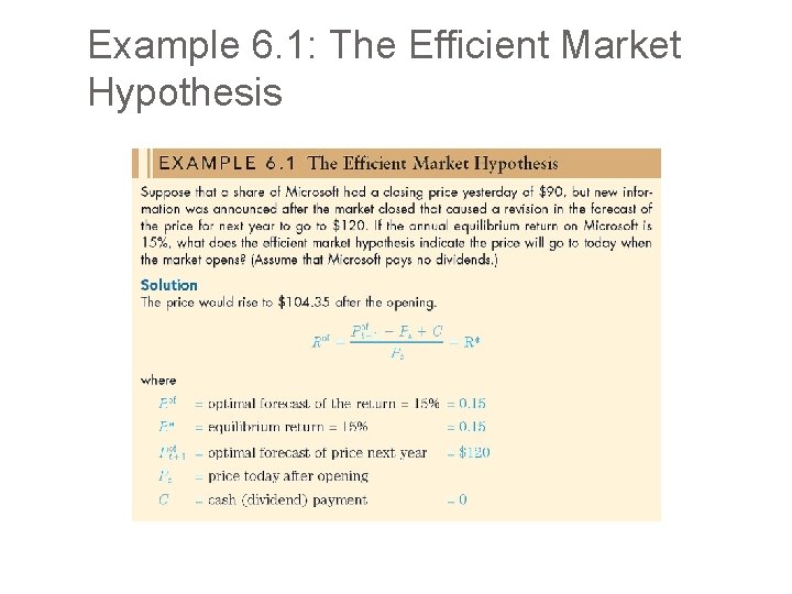 Example 6. 1: The Efficient Market Hypothesis 