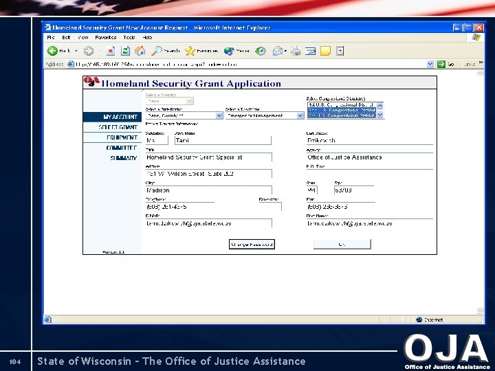 104 State of Wisconsin – The Office of Justice Assistance 