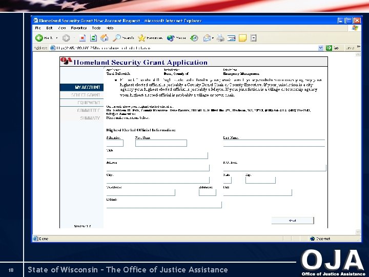 18 State of Wisconsin – The Office of Justice Assistance 