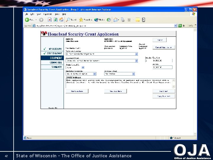 42 State of Wisconsin – The Office of Justice Assistance 