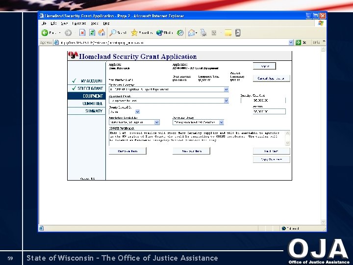 59 State of Wisconsin – The Office of Justice Assistance 