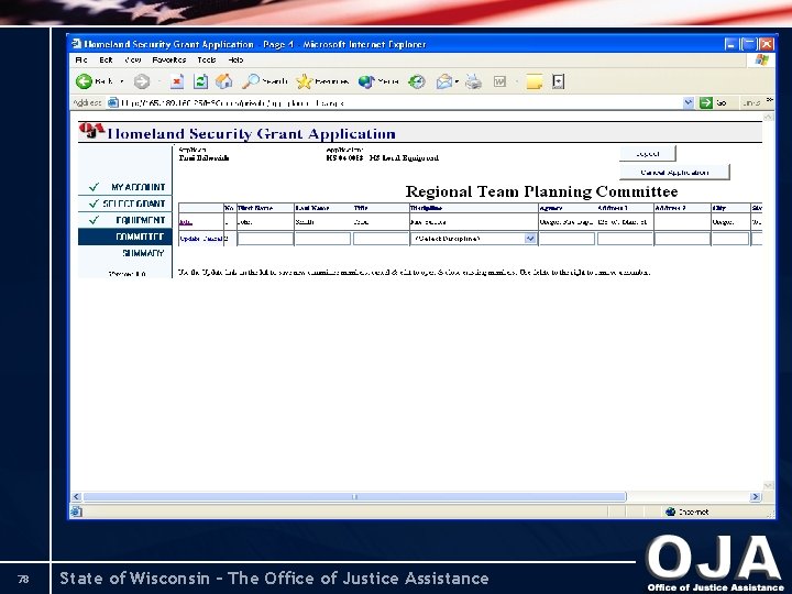 78 State of Wisconsin – The Office of Justice Assistance 