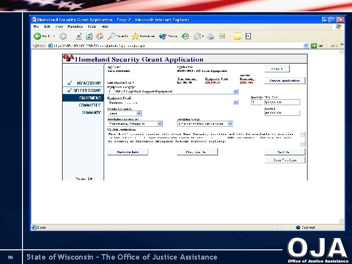 90 State of Wisconsin – The Office of Justice Assistance 