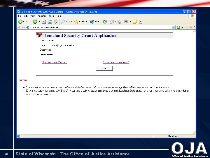98 State of Wisconsin – The Office of Justice Assistance 
