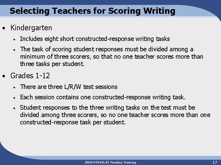 Selecting Teachers for Scoring Writing • Kindergarten • Includes eight short constructed-response writing tasks