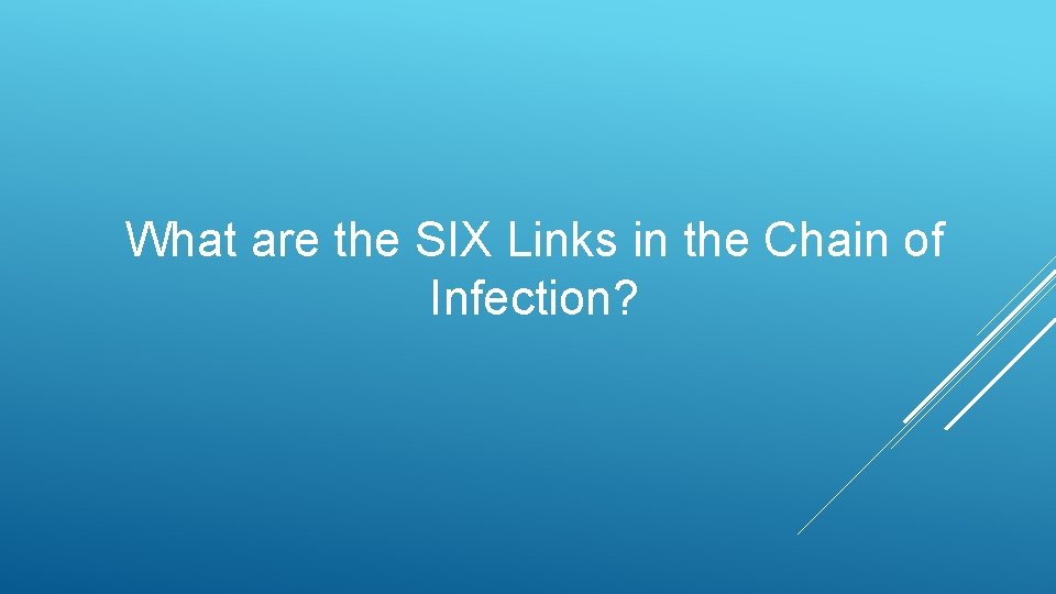 What are the SIX Links in the Chain of Infection? 