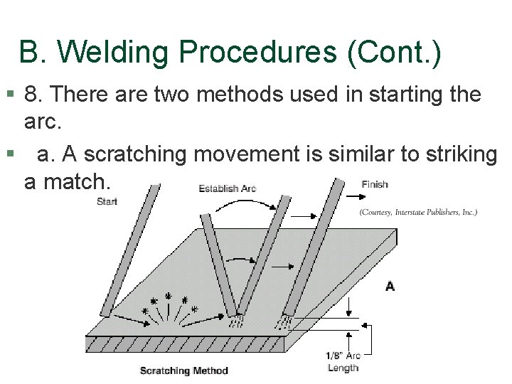 B. Welding Procedures (Cont. ) § 8. There are two methods used in starting