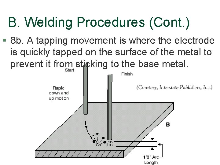 B. Welding Procedures (Cont. ) § 8 b. A tapping movement is where the