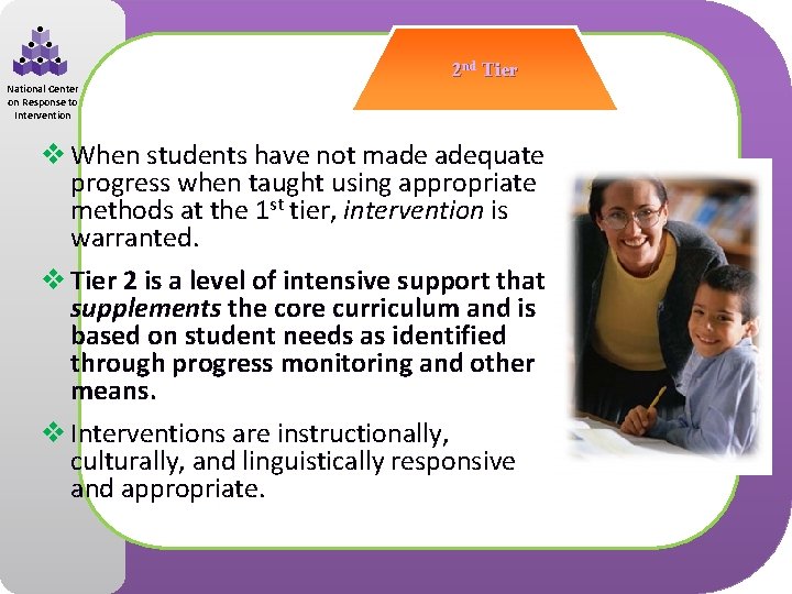 2 nd Tier National Center on Response to Intervention v When students have not