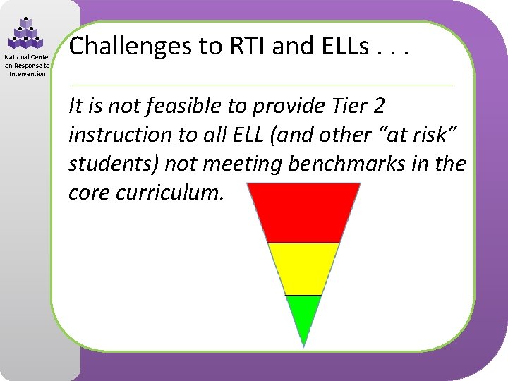 National Center on Response to Intervention Challenges to RTI and ELLs. . . It