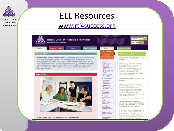 National Center on Response to Intervention ELL Resources www. rti 4 success. org 