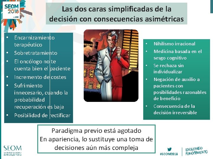 Las dos caras simplificadas de la decisión consecuencias asimétricas • Encarnizamiento terapéutico • Sobretratamiento