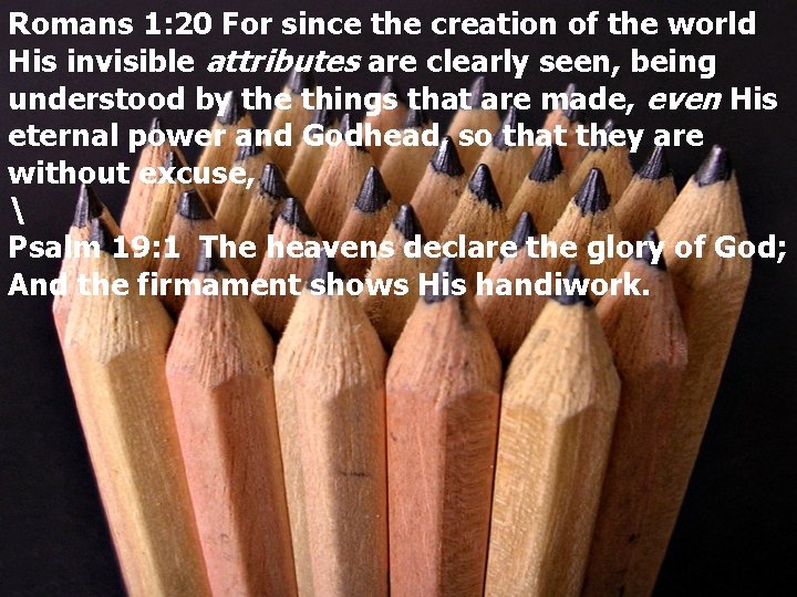 Romans 1: 20 For since the creation of the world His invisible attributes are