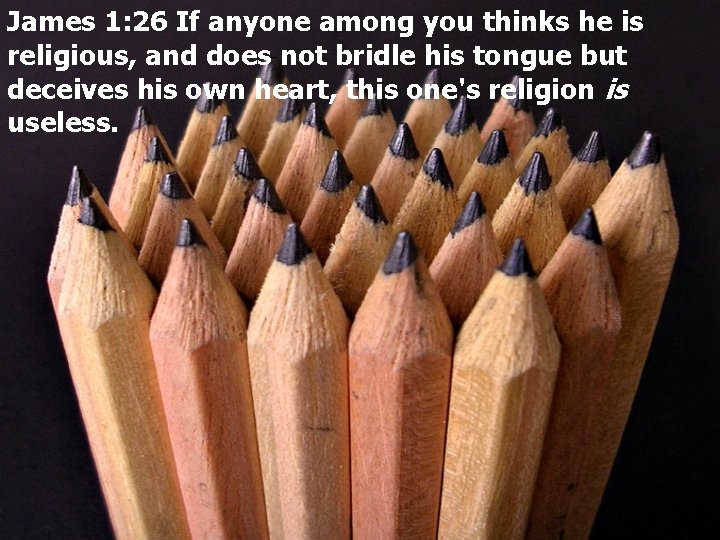 James 1: 26 If anyone among you thinks he is religious, and does not