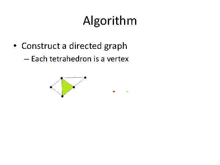 Algorithm • Construct a directed graph – Each tetrahedron is a vertex 
