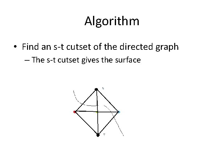 Algorithm • Find an s-t cutset of the directed graph – The s-t cutset