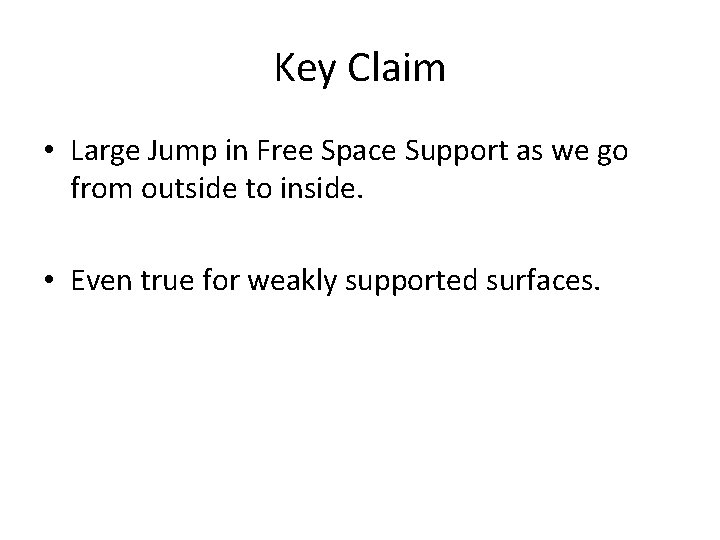 Key Claim • Large Jump in Free Space Support as we go from outside