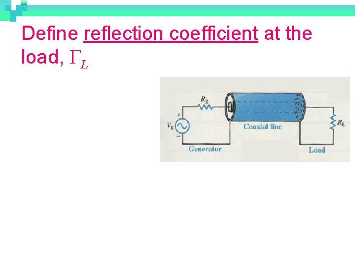 Define reflection coefficient at the load, GL 