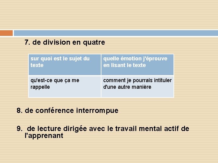 7. de division en quatre sur quoi est le sujet du texte quelle émotion