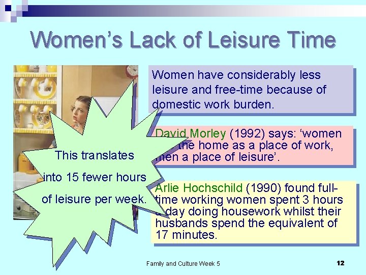 Women’s Lack of Leisure Time Women have considerably less leisure and free-time because of