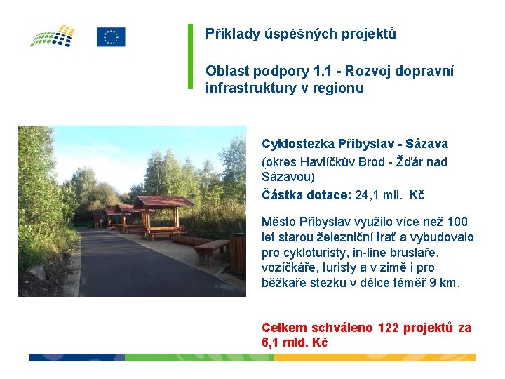 Příklady úspěšných projektů Oblast podpory 1. 1 - Rozvoj dopravní infrastruktury v regionu Cyklostezka