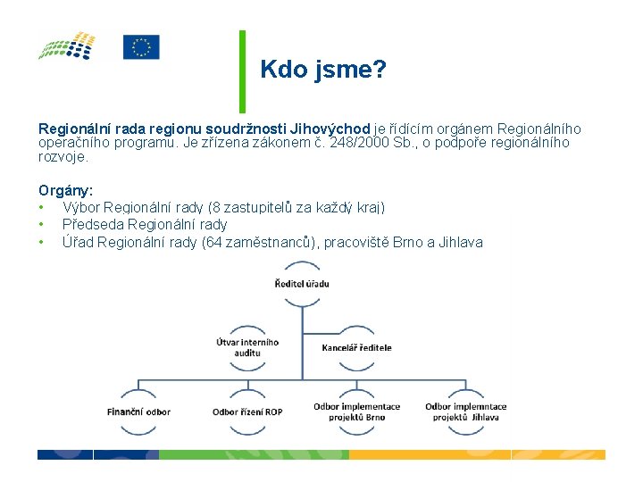 Kdo jsme? Regionální rada regionu soudržnosti Jihovýchod je řídícím orgánem Regionálního operačního programu. Je