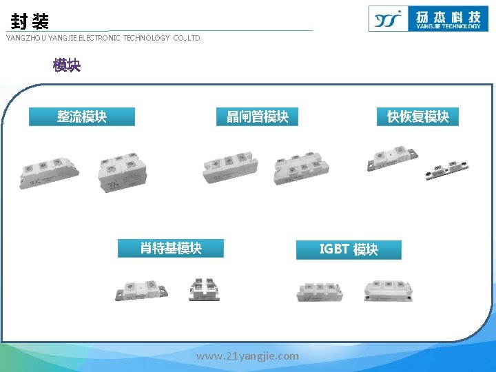 封装 YANGZHOU YANGJIE ELECTRONIC TECHNOLOGY CO. , LTD. 整流模块 快恢复模块 晶闸管模块 肖特基模块 www. 21