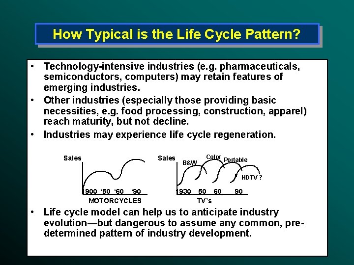 How Typical is the Life Cycle Pattern? • Technology-intensive industries (e. g. pharmaceuticals, semiconductors,