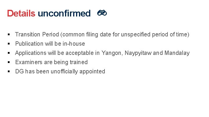 Details unconfirmed § Transition Period (common filing date for unspecified period of time) §