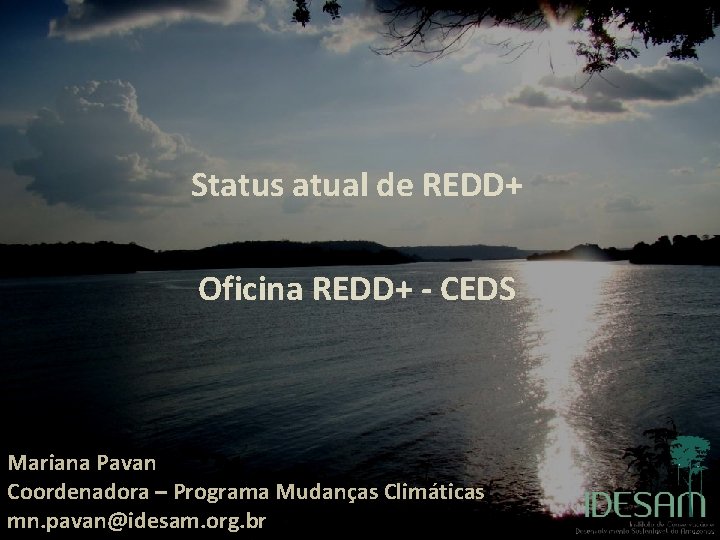 Status atual de REDD+ Oficina REDD+ - CEDS Mariana Nogueira Pavan mn. pavan@idesam. org.