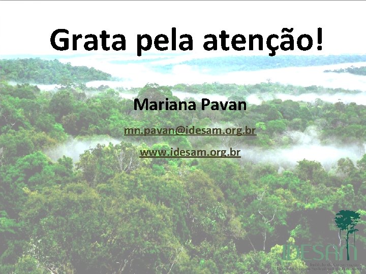 Grata pela atenção! Mariana Pavan mn. pavan@idesam. org. br www. idesam. org. br 