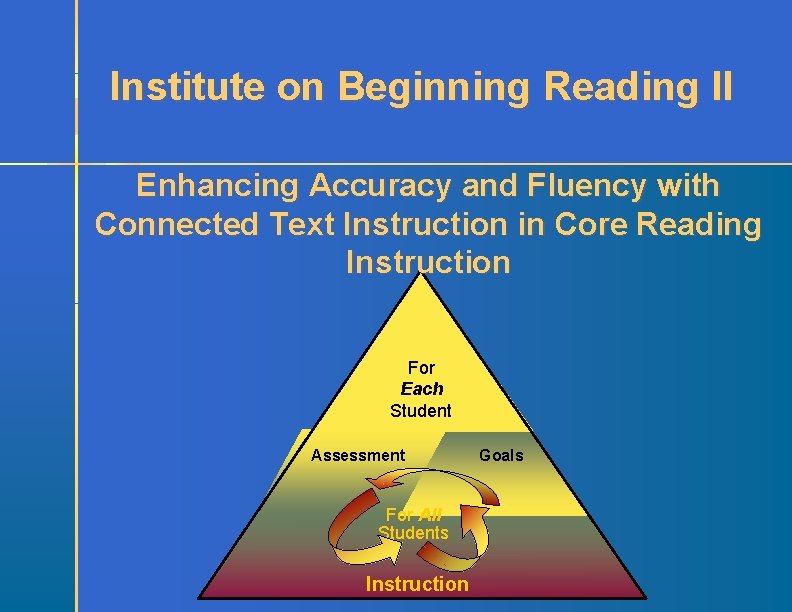 Institute on Beginning Reading II Enhancing Accuracy and Fluency with Connected Text Instruction in