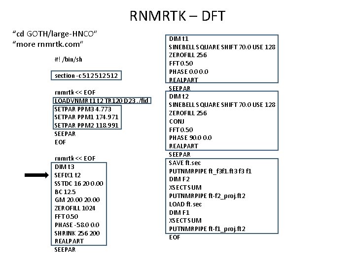 RNMRTK – DFT “cd GOTH/large-HNCO” “more rnmrtk. com” #! /bin/sh section -c 512 512