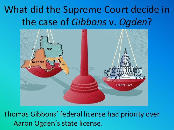What did the Supreme Court decide in the case of Gibbons v. Ogden? Texas