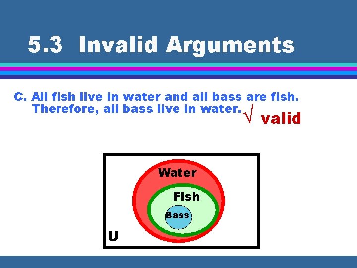 5. 3 Invalid Arguments C. All fish live in water and all bass are