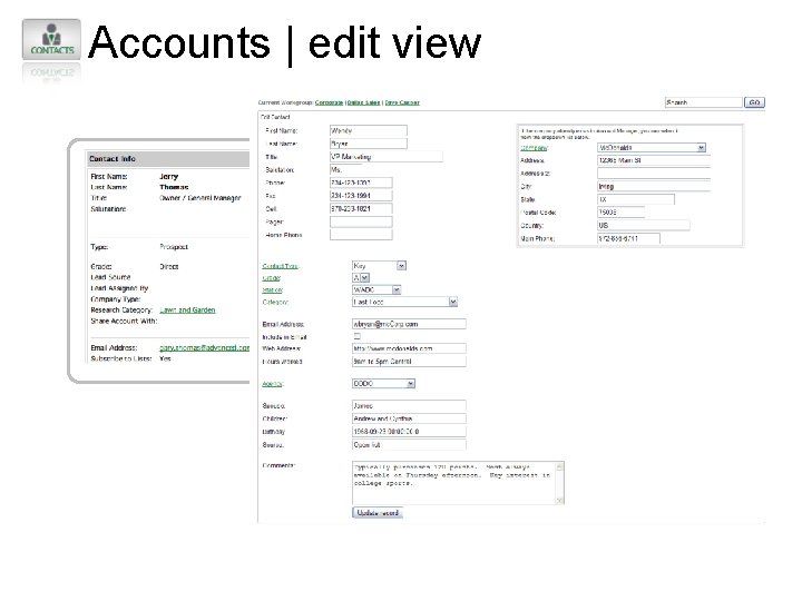 Accounts | edit view 