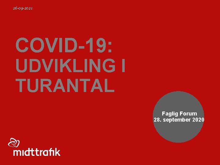 26 -09 -2021 COVID-19: UDVIKLING I TURANTAL Faglig Forum 28. september 2020 