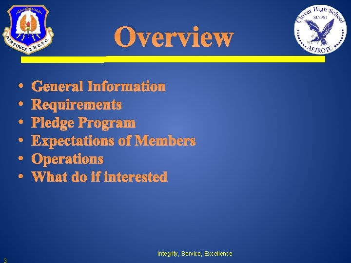 Overview • • • General Information Requirements Pledge Program Expectations of Members Operations What