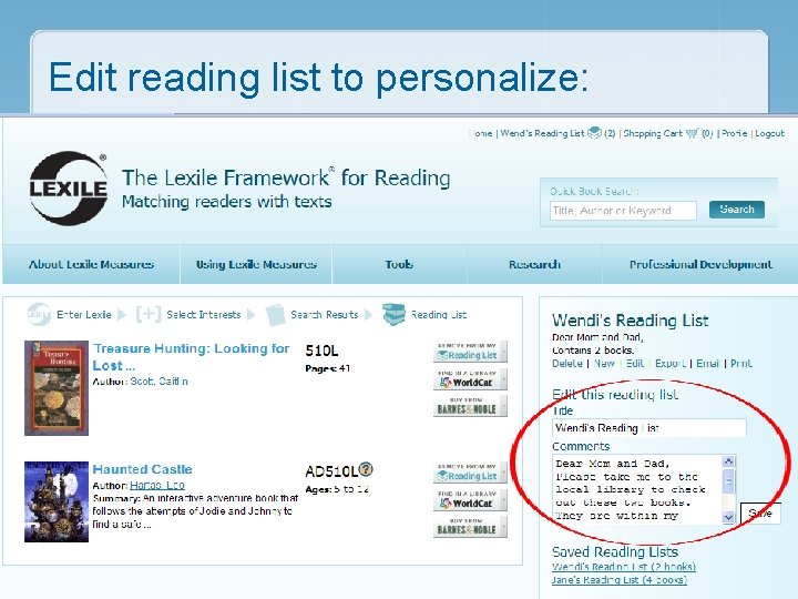 Edit reading list to personalize: 