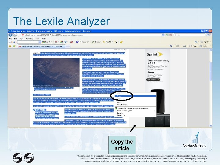 The Lexile Analyzer Copy the article 