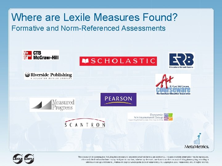 Where are Lexile Measures Found? Formative and Norm-Referenced Assessments 