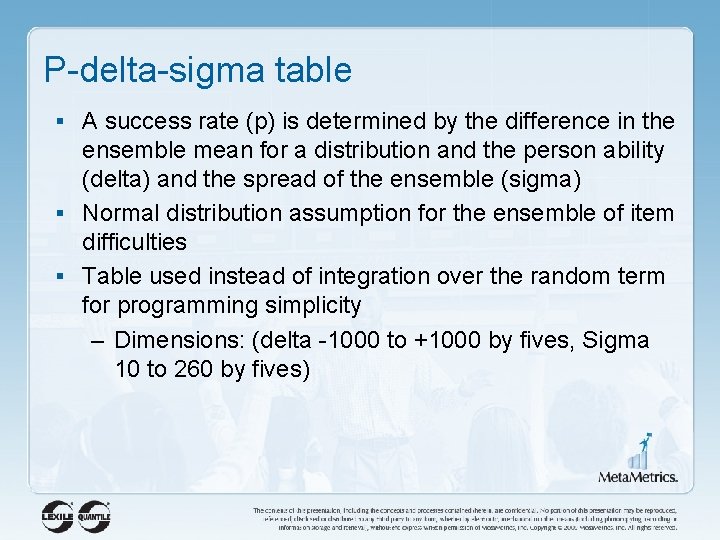 P-delta-sigma table § A success rate (p) is determined by the difference in the